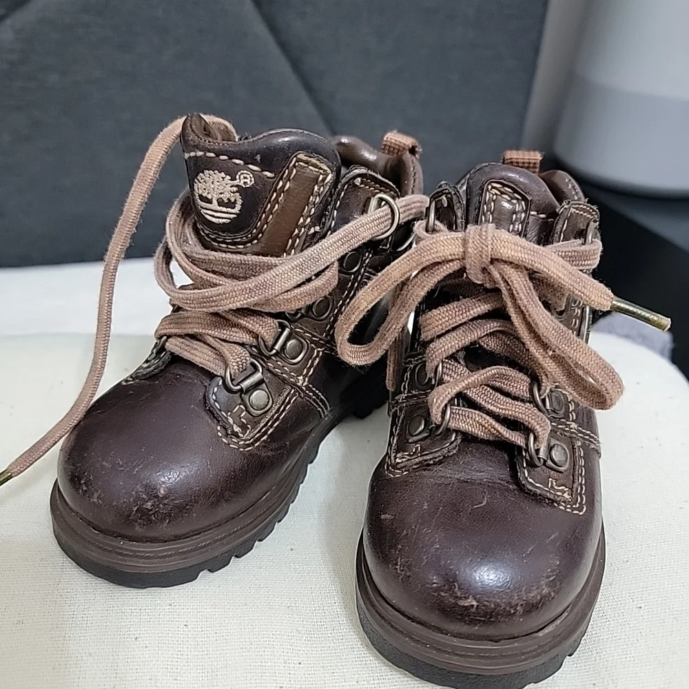 VTG Timberland Y2K 90's Chunky Toddler Boots Sneakers Size 6M Kids Brown Leather